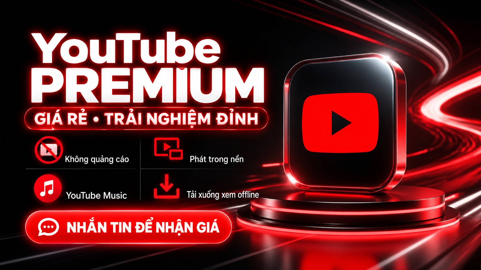Bán tài khoản Youtube premium giá siêu hời